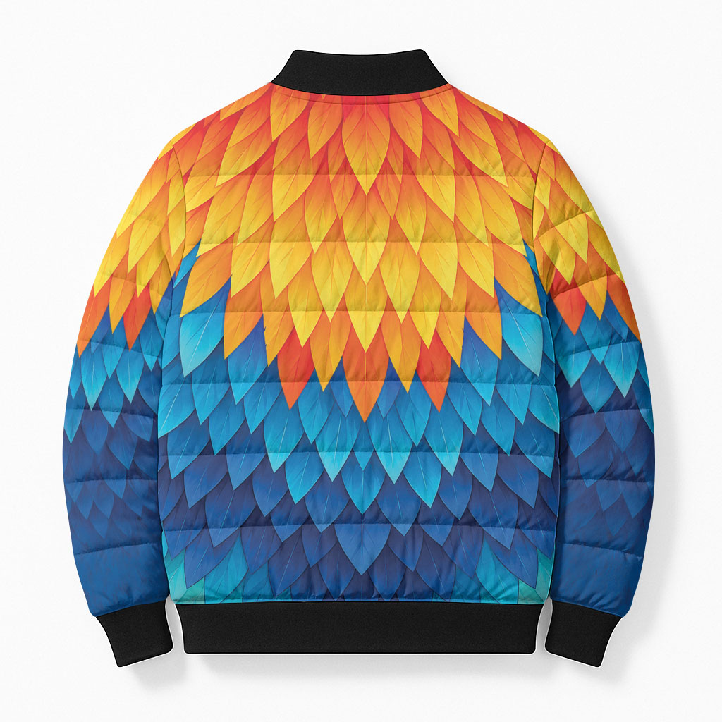 Polynesia Colorful Rooster Costume Bomber Puffer Jacket