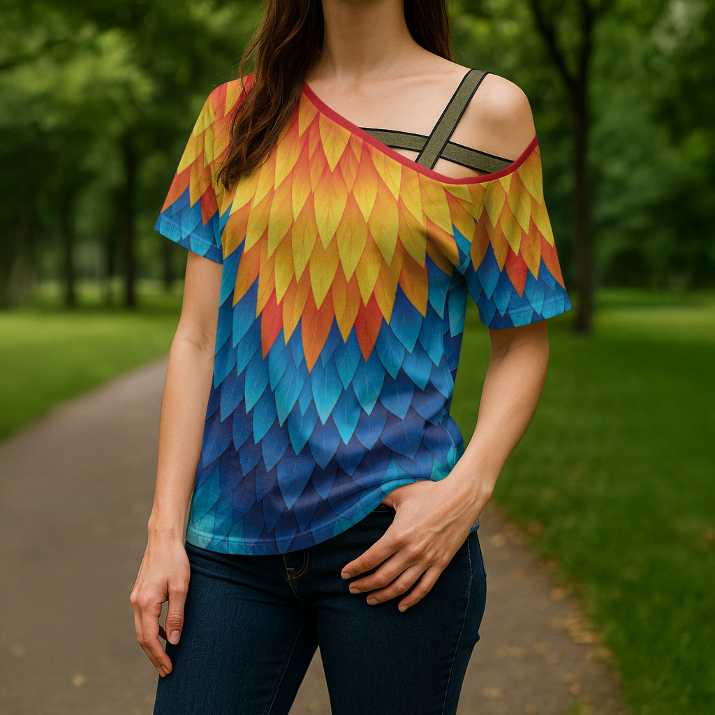 Polynesia Colorful Rooster Costume Cross Shoulder Shirt