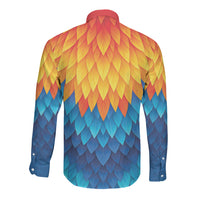 Polynesia Colorful Rooster Costume Long Sleeve Button Shirt