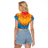 Polynesia Colorful Rooster Costume Raglan Cropped T Shirt