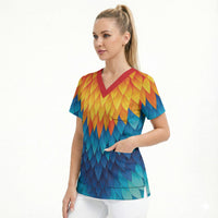 Polynesia Colorful Rooster Costume Scrub Top LT05 - Polynesian Pride