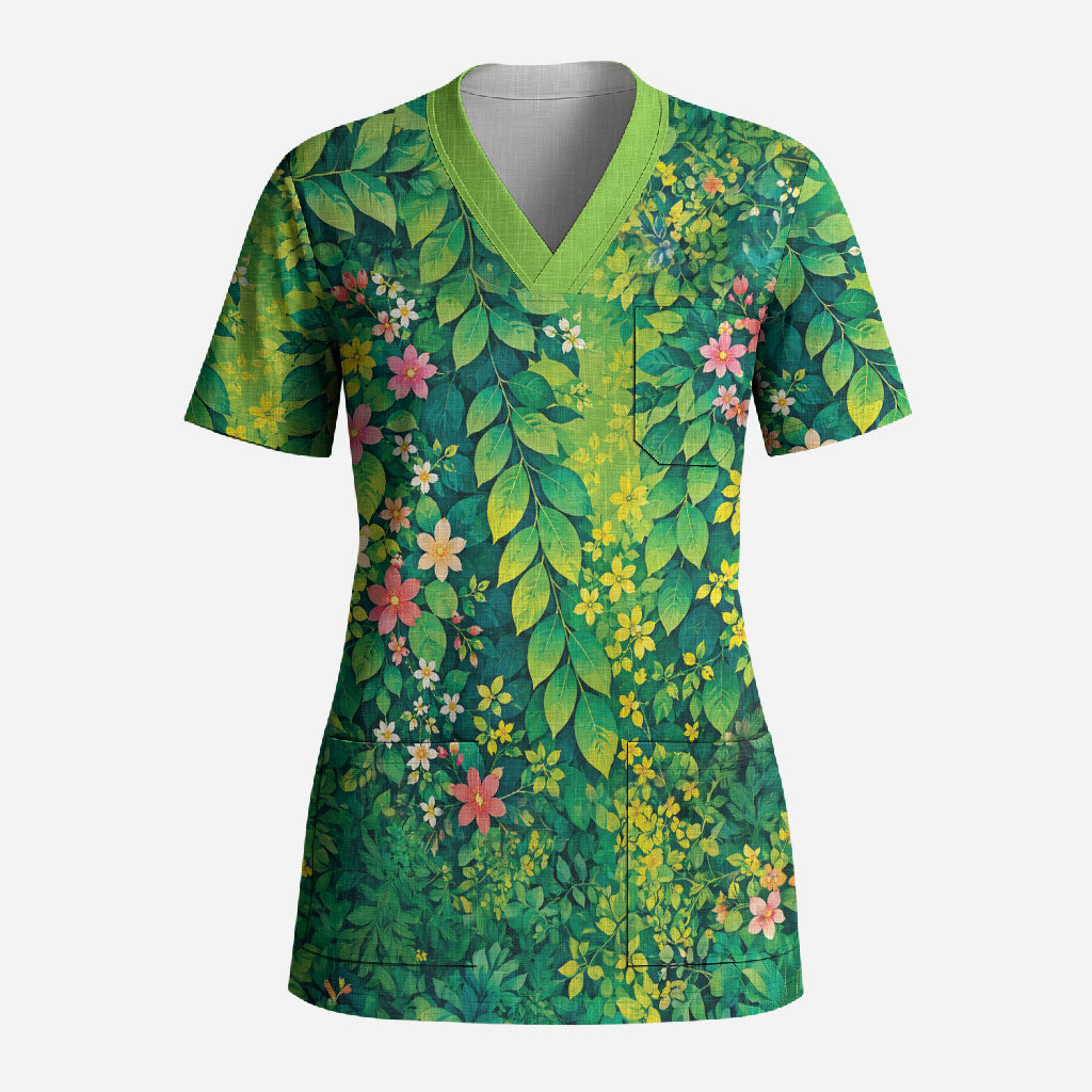 Polynesian Enchanted Mother Nature Costume Scrub Top LT05 Adult Green - Polynesian Pride