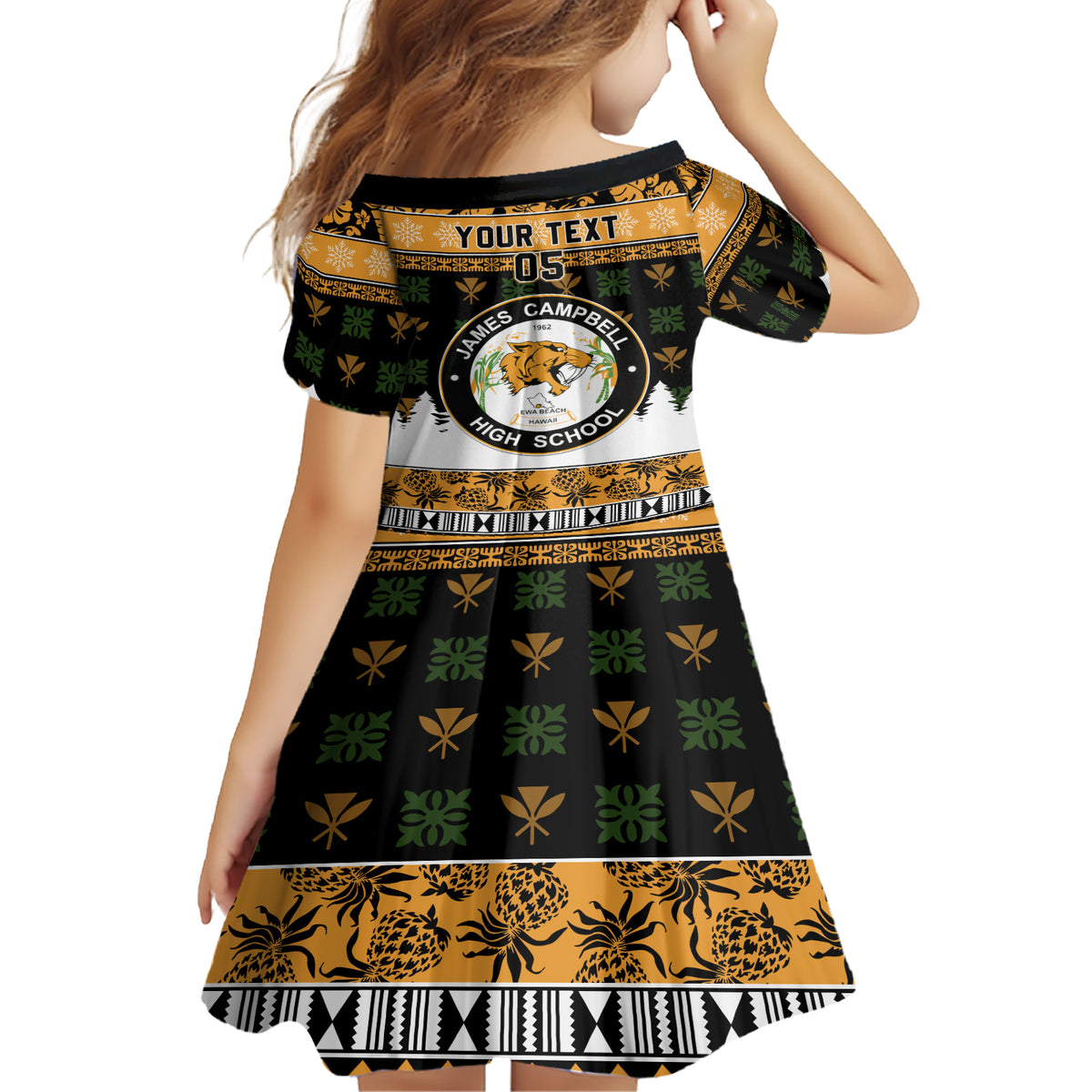 Custom Hawaii James Campbell High School Christmas Family Matching Short Sleeve Bodycon Dress and Hawaiian Shirt Tropical Santa Claus LT05 - Polynesian Pride
