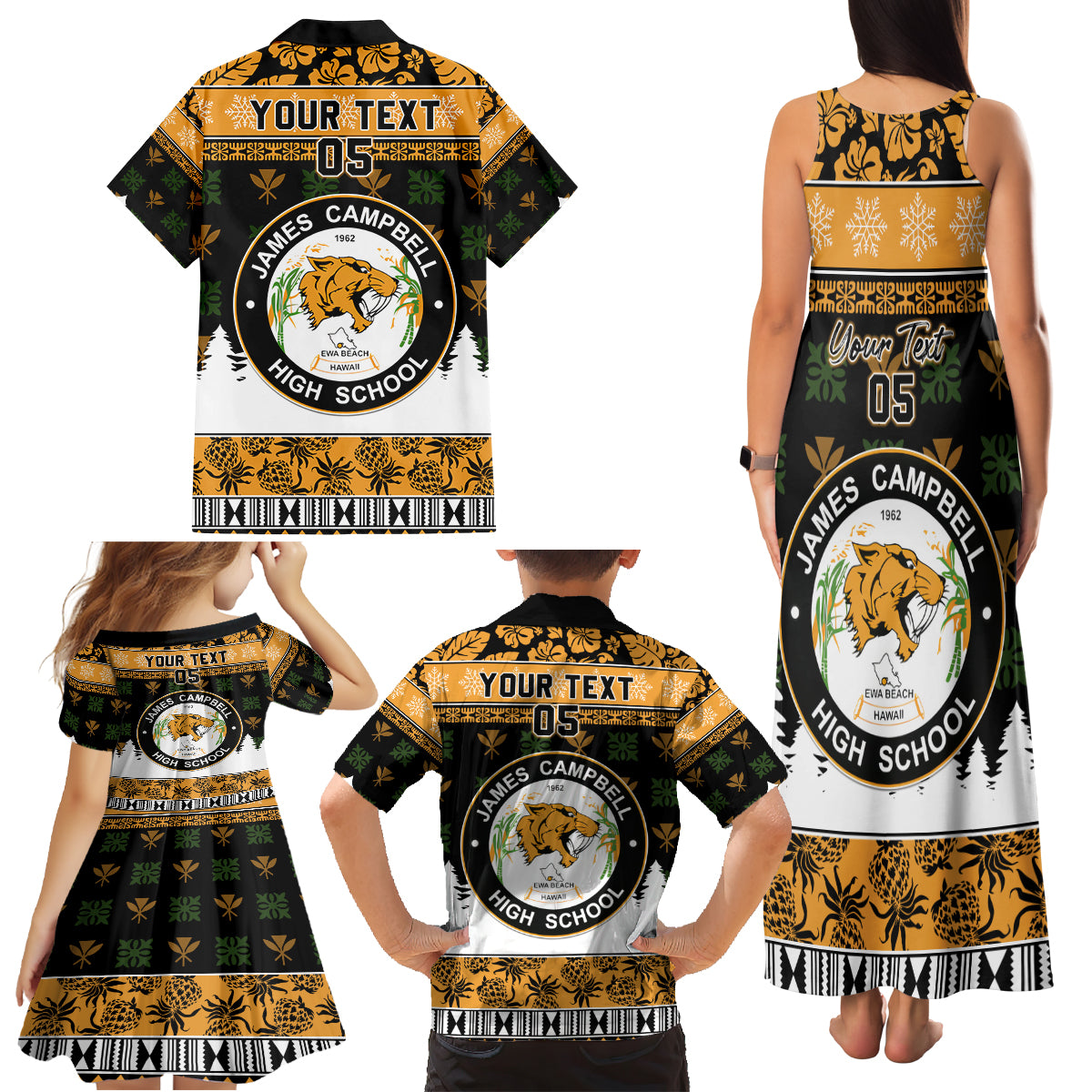 Custom Hawaii James Campbell High School Christmas Family Matching Tank Maxi Dress and Hawaiian Shirt Tropical Santa Claus LT05 - Polynesian Pride