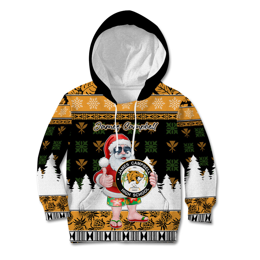 Custom Hawaii James Campbell High School Christmas Kid Hoodie Tropical Santa Claus LT05 Black - Polynesian Pride