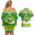 Custom Hawaii Kaimuki High School Christmas Couples Matching Off Shoulder Short Dress and Hawaiian Shirt Tropical Santa Claus LT05 - Polynesian Pride