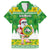 Custom Hawaii Kaimuki High School Christmas Family Matching Off Shoulder Long Sleeve Dress and Hawaiian Shirt Tropical Santa Claus LT05 Dad's Shirt - Short Sleeve Green - Polynesian Pride