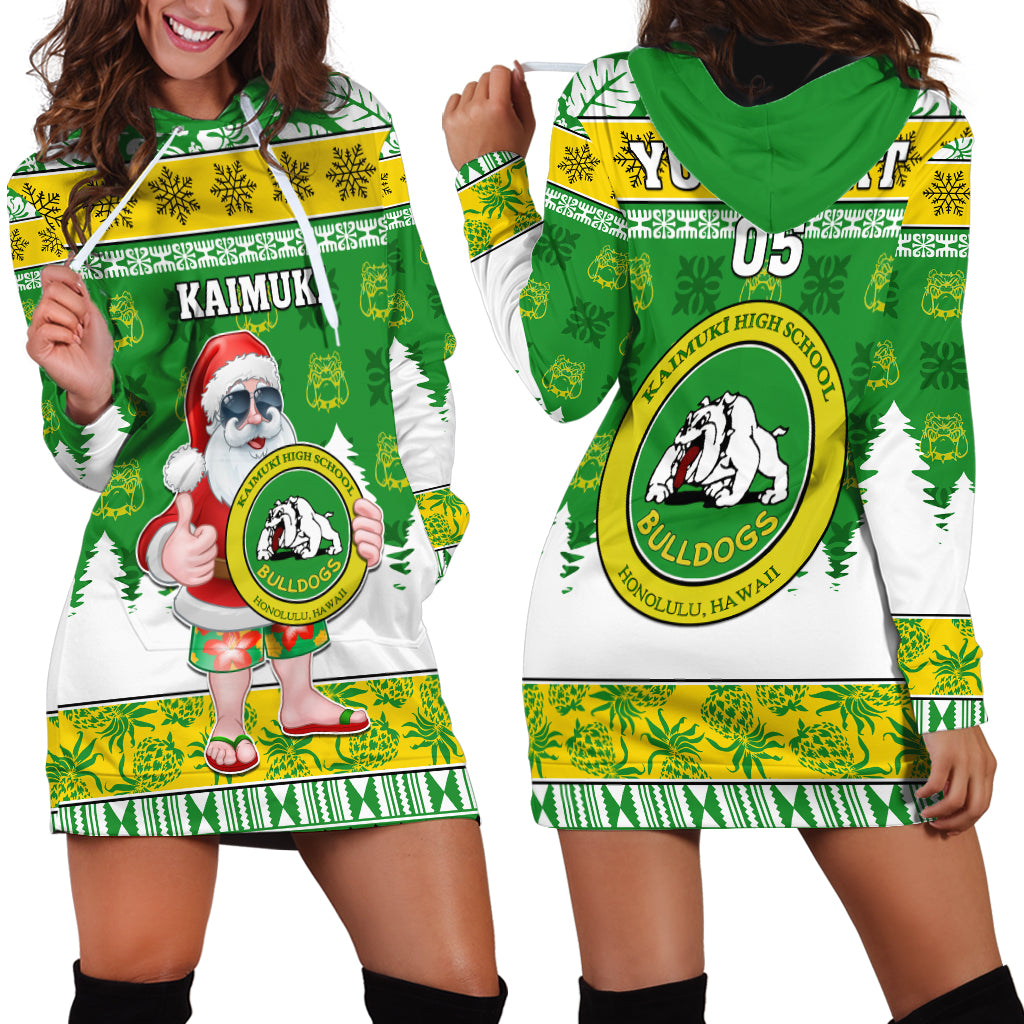 Custom Hawaii Kaimuki High School Christmas Hoodie Dress Tropical Santa Claus LT05 - Polynesian Pride