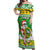 Custom Hawaii Kaimuki High School Christmas Off Shoulder Maxi Dress Tropical Santa Claus LT05 Women Green - Polynesian Pride