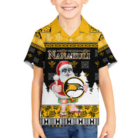 Custom Hawaii Nanakuli High and Intermediate School Christmas Family Matching Tank Maxi Dress and Hawaiian Shirt Tropical Santa Claus LT05 Son's Shirt Yellow - Polynesian Pride
