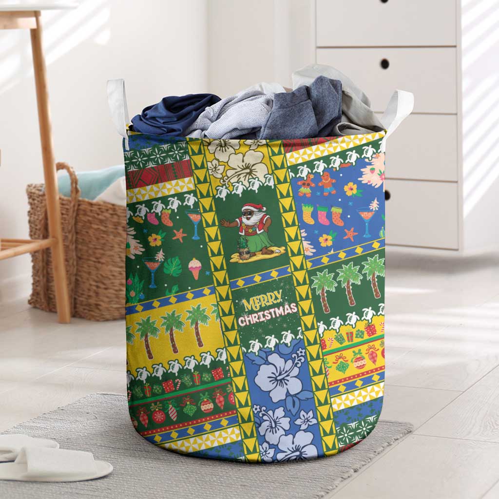 Solomon Islands Christmas Laundry Basket Festive Beach Vibes LT05 Green - Polynesian Pride
