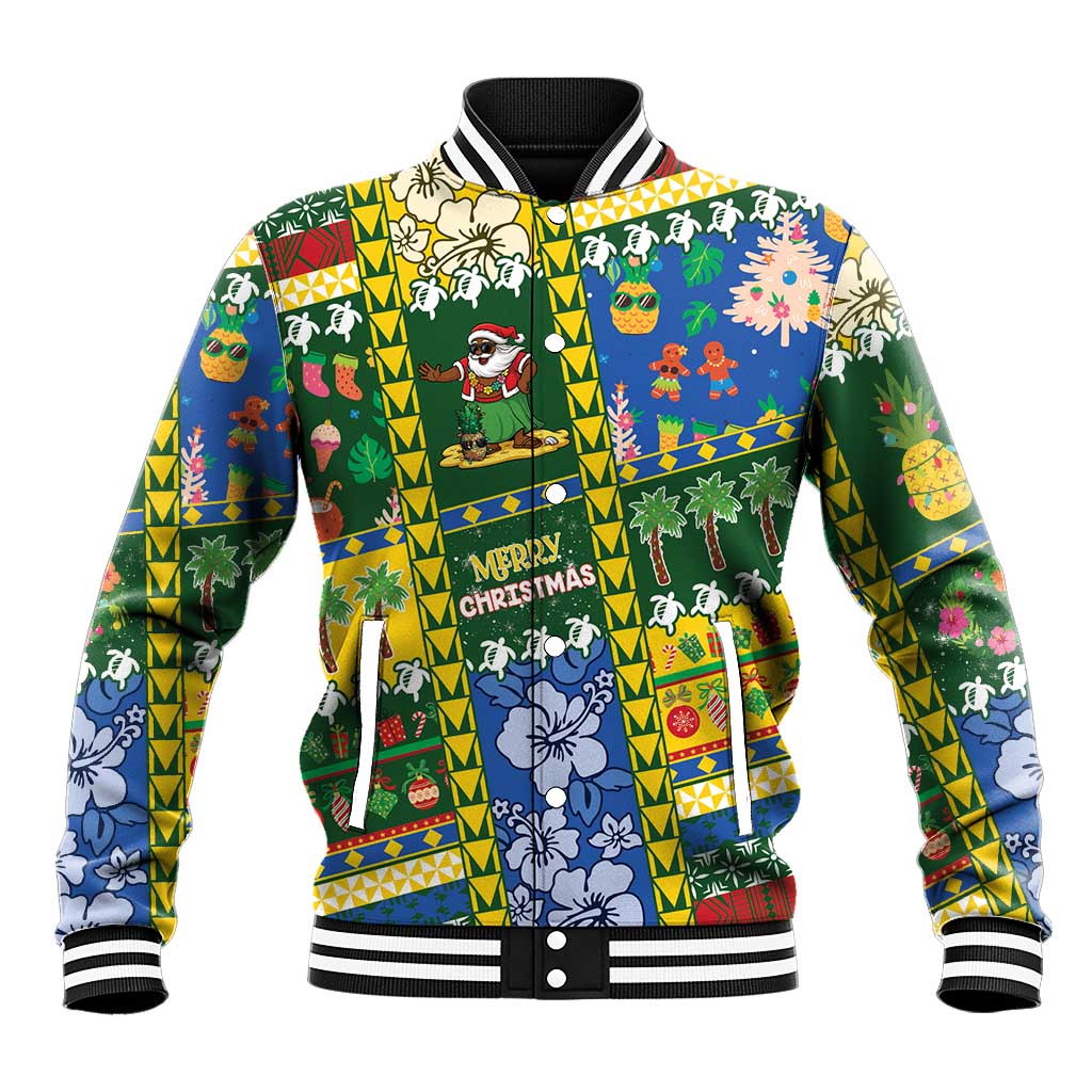 Solomon Islands Christmas Baseball Jacket Festive Beach Vibes LT05 Unisex Green - Polynesian Pride