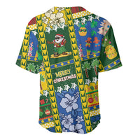 Solomon Islands Christmas Baseball Jersey Festive Beach Vibes - Polynesian Pride