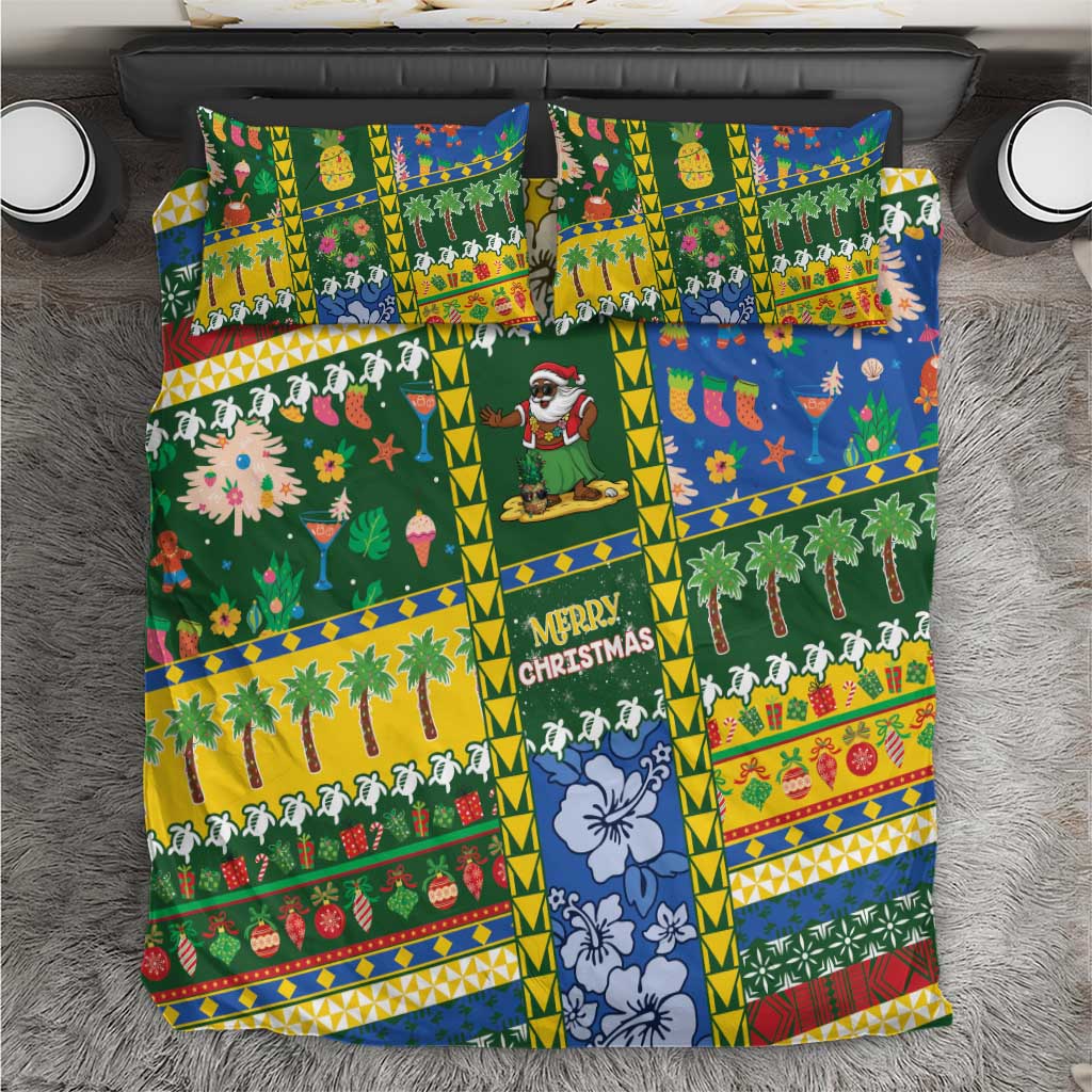 Solomon Islands Christmas Bedding Set Festive Beach Vibes LT05 Green - Polynesian Pride