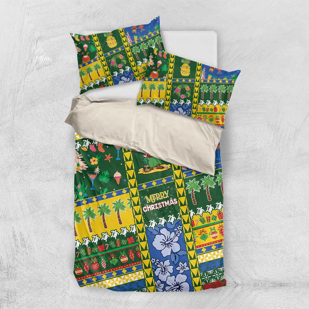 Solomon Islands Christmas Bedding Set Festive Beach Vibes LT05 US Twin 172cm x 218cm Green - Polynesian Pride