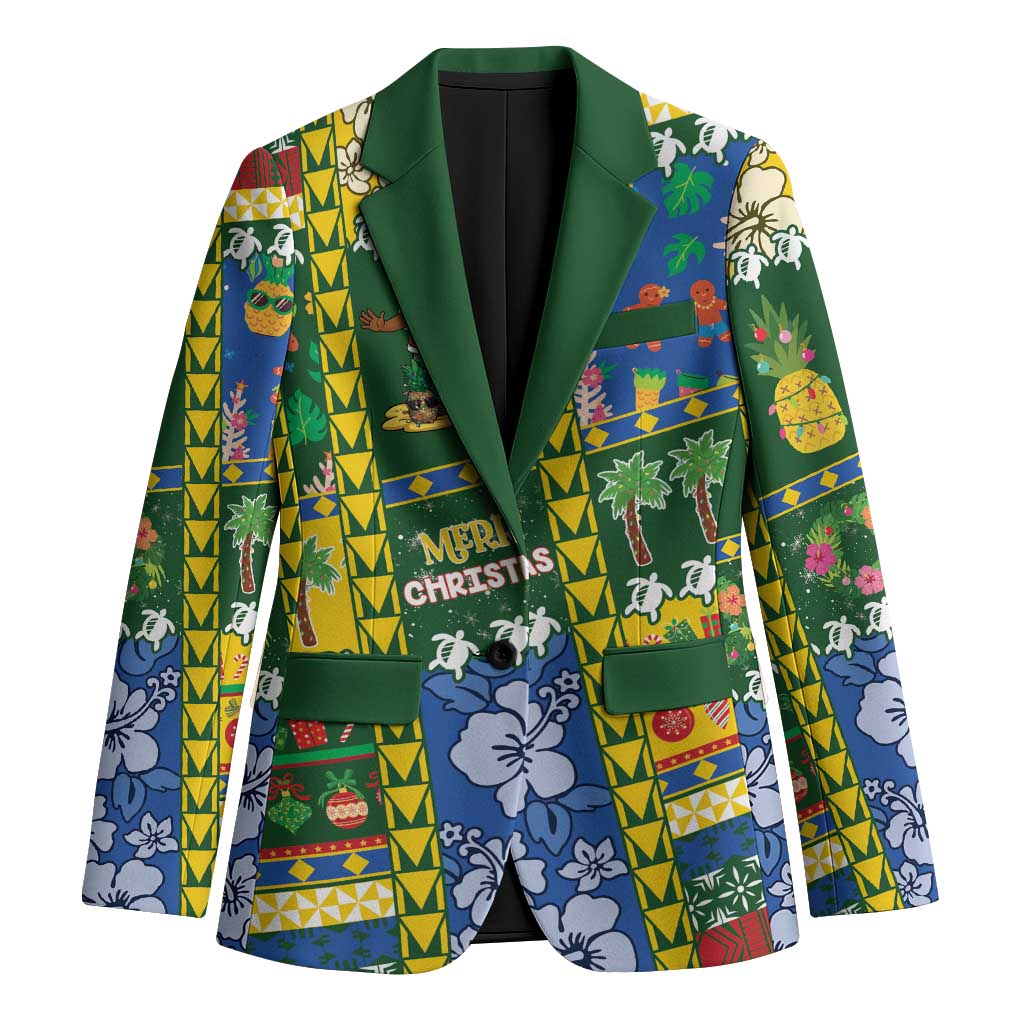 Solomon Islands Christmas Blazer Festive Beach Vibes LT05 Unisex Green - Polynesian Pride