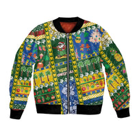 Solomon Islands Christmas Bomber Jacket Festive Beach Vibes LT05 Unisex Green - Polynesian Pride