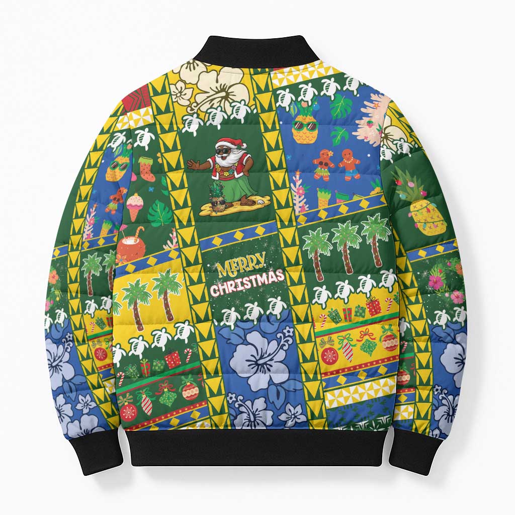 Solomon Islands Christmas Bomber Puffer Jacket Festive Beach Vibes LT05 - Polynesian Pride
