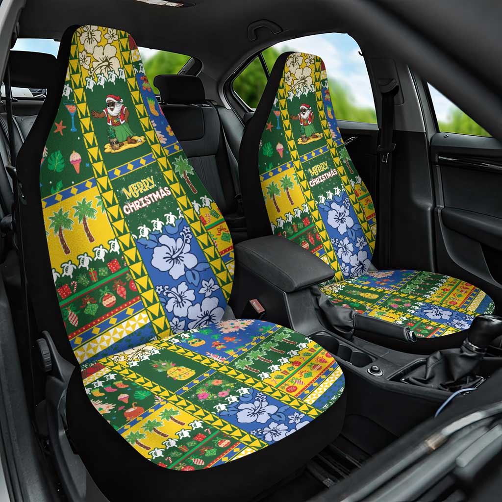Solomon Islands Christmas Car Seat Cover Festive Beach Vibes - Polynesian Pride