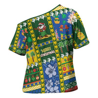 Solomon Islands Christmas Cross Shoulder Shirt Festive Beach Vibes LT05 - Polynesian Pride