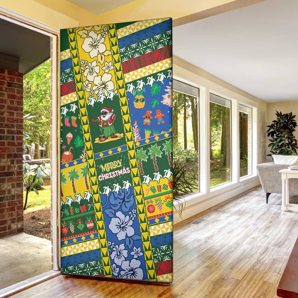 Solomon Islands Christmas Door Cover Festive Beach Vibes - Polynesian Pride