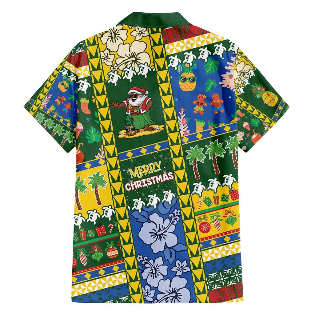 Solomon Islands Christmas Family Matching Off Shoulder Short Dress and Hawaiian Shirt Festive Beach Vibes - Polynesian Pride