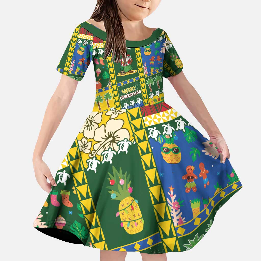 Solomon Islands Christmas Family Matching Summer Maxi Dress and Hawaiian Shirt Festive Beach Vibes - Polynesian Pride
