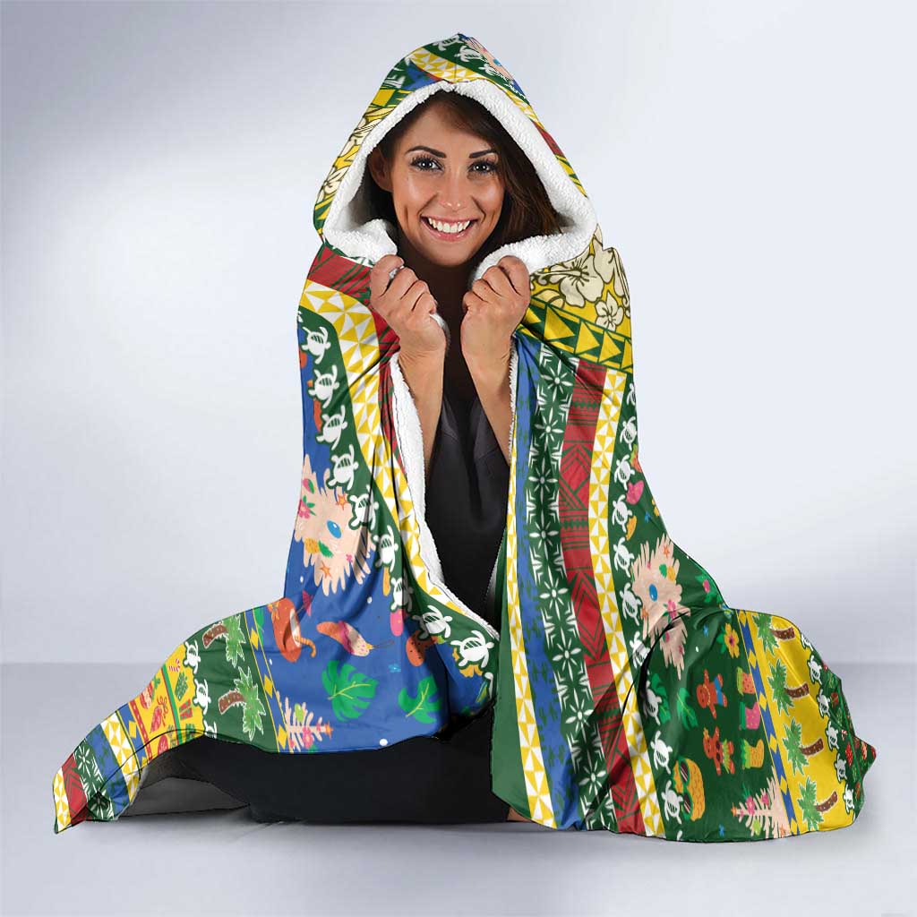 Solomon Islands Christmas Hooded Blanket Festive Beach Vibes - Polynesian Pride