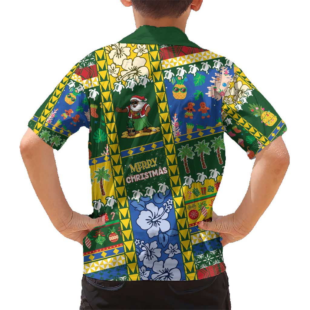 Solomon Islands Christmas Kid Hawaiian Shirt Festive Beach Vibes - Polynesian Pride