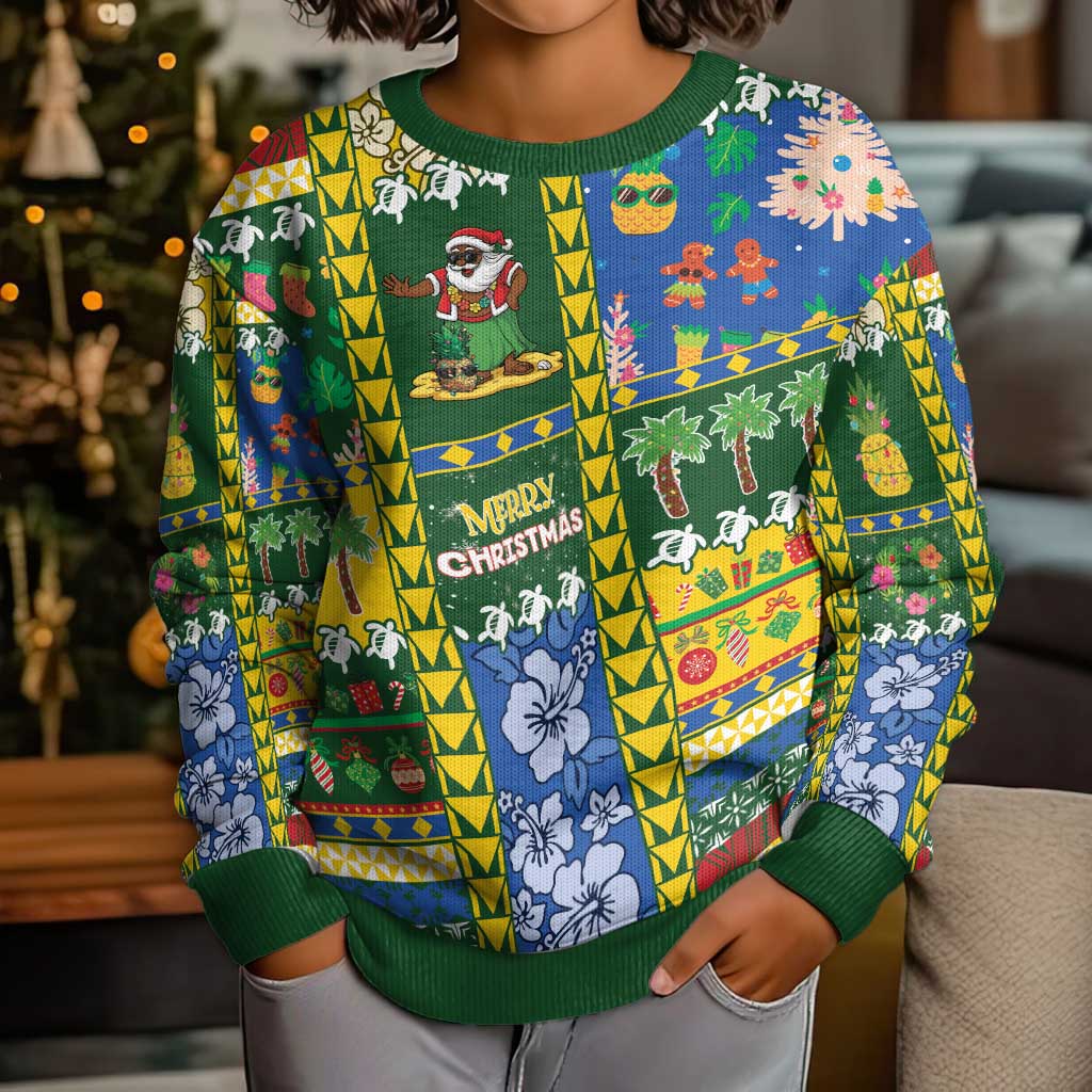 Solomon Islands Christmas Kid Ugly Christmas Sweater Festive Beach Vibes - Polynesian Pride