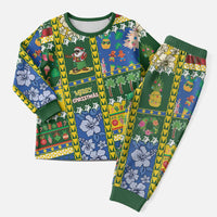 Solomon Islands Christmas Pajama Set Festive Beach Vibes LT05 Men Green - Polynesian Pride