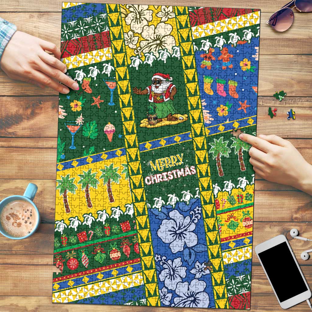 Solomon Islands Christmas Puzzle Festive Beach Vibes LT05 Green - Polynesian Pride
