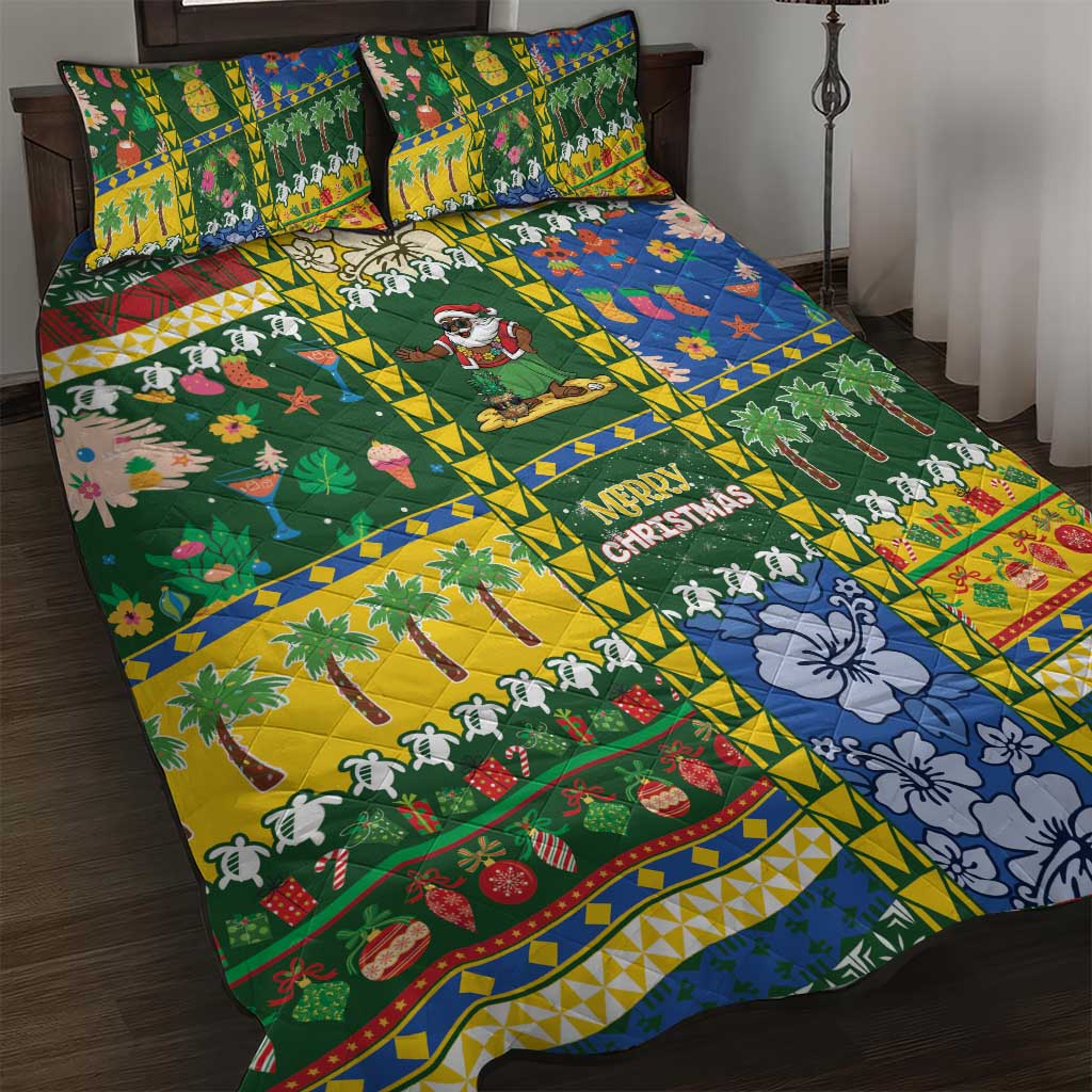 Solomon Islands Christmas Quilt Bed Set Festive Beach Vibes - Polynesian Pride