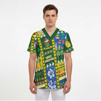 Solomon Islands Christmas Scrub Top Festive Beach Vibes LT05 - Polynesian Pride