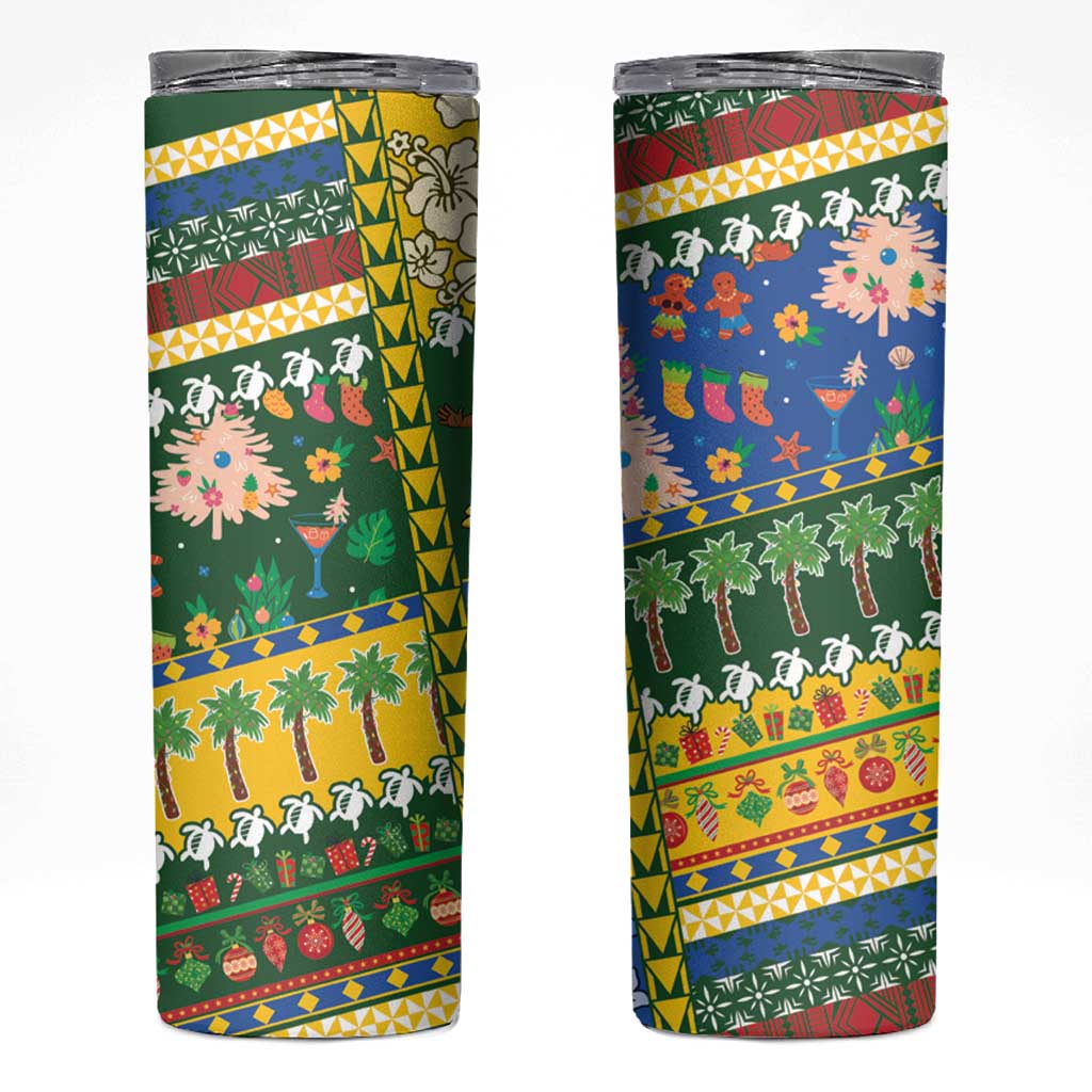Solomon Islands Christmas Skinny Tumbler Festive Beach Vibes - Polynesian Pride