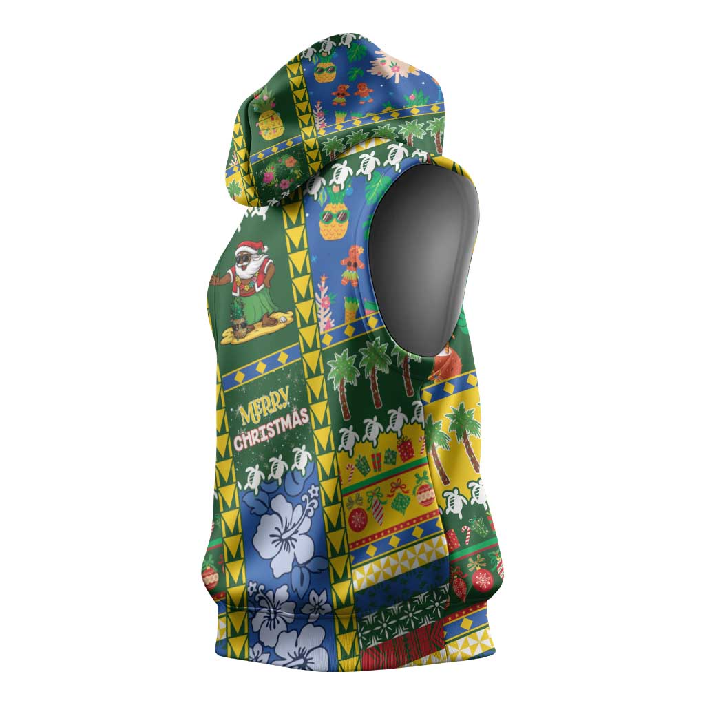 Solomon Islands Christmas Sleeveless Hoodie Festive Beach Vibes - Polynesian Pride