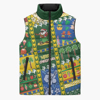 Solomon Islands Christmas Sleeveless Puffer Jacket Festive Beach Vibes LT05 Unisex Green - Polynesian Pride