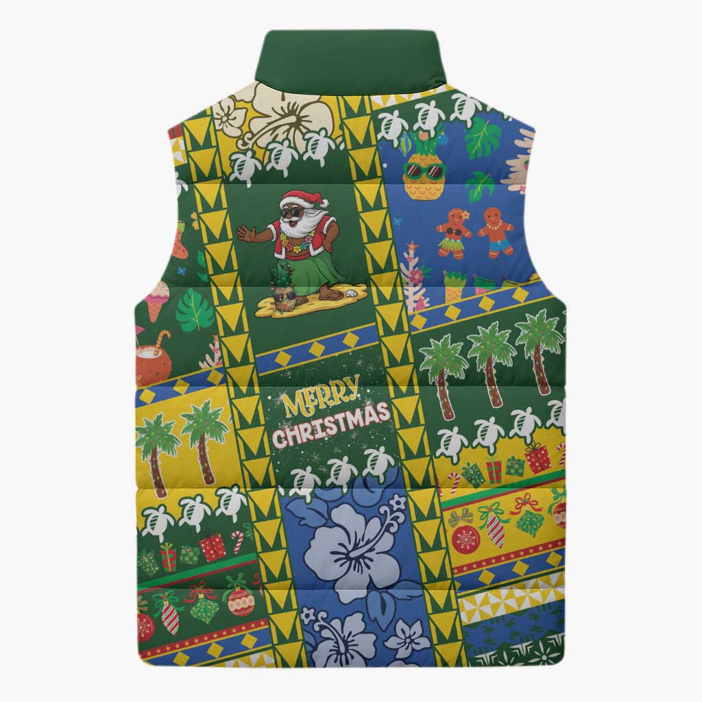 Solomon Islands Christmas Sleeveless Puffer Jacket Festive Beach Vibes LT05 - Polynesian Pride