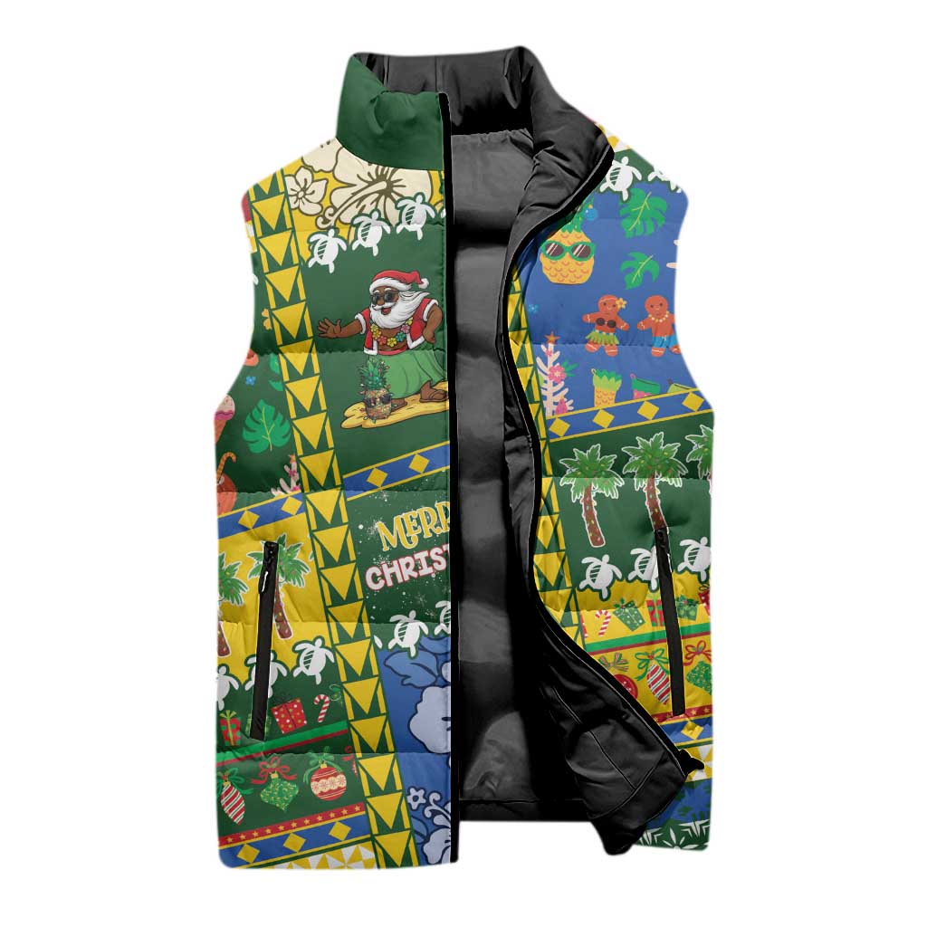 Solomon Islands Christmas Sleeveless Puffer Jacket Festive Beach Vibes LT05 - Polynesian Pride
