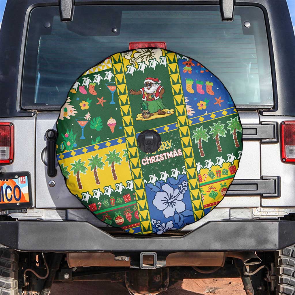 Solomon Islands Christmas Spare Tire Cover Festive Beach Vibes - Polynesian Pride