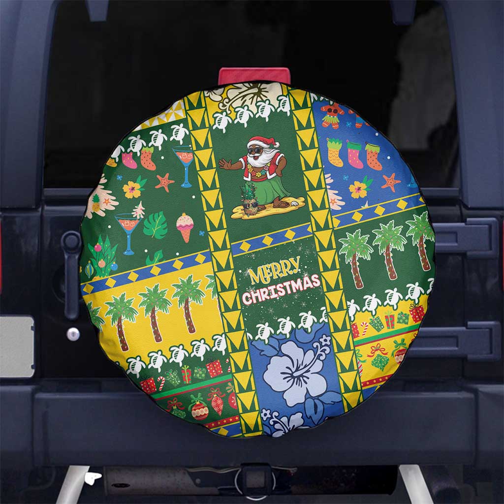 Solomon Islands Christmas Spare Tire Cover Festive Beach Vibes - Polynesian Pride