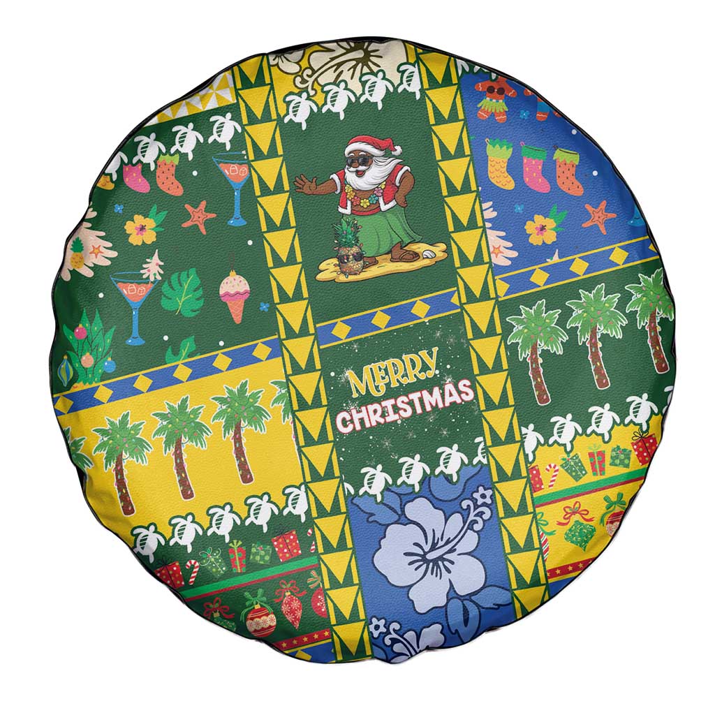 Solomon Islands Christmas Spare Tire Cover Festive Beach Vibes - Polynesian Pride