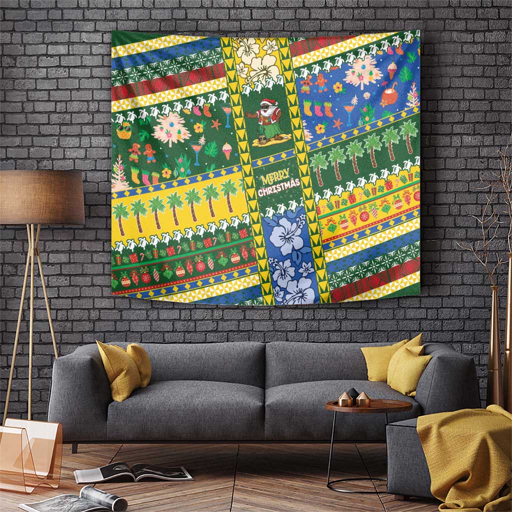 Solomon Islands Christmas Tapestry Festive Beach Vibes LT05 Green - Polynesian Pride