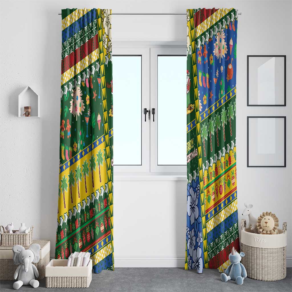 Solomon Islands Christmas Window Curtain Festive Beach Vibes - Polynesian Pride