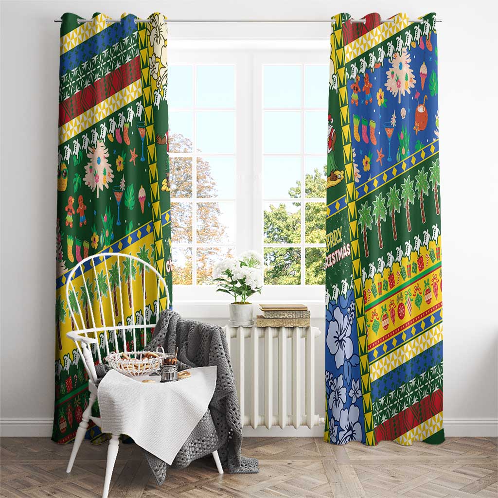 Solomon Islands Christmas Window Curtain Festive Beach Vibes - Polynesian Pride