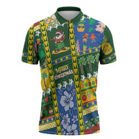 Solomon Islands Christmas Zipper Polo Shirt Festive Beach Vibes - Polynesian Pride