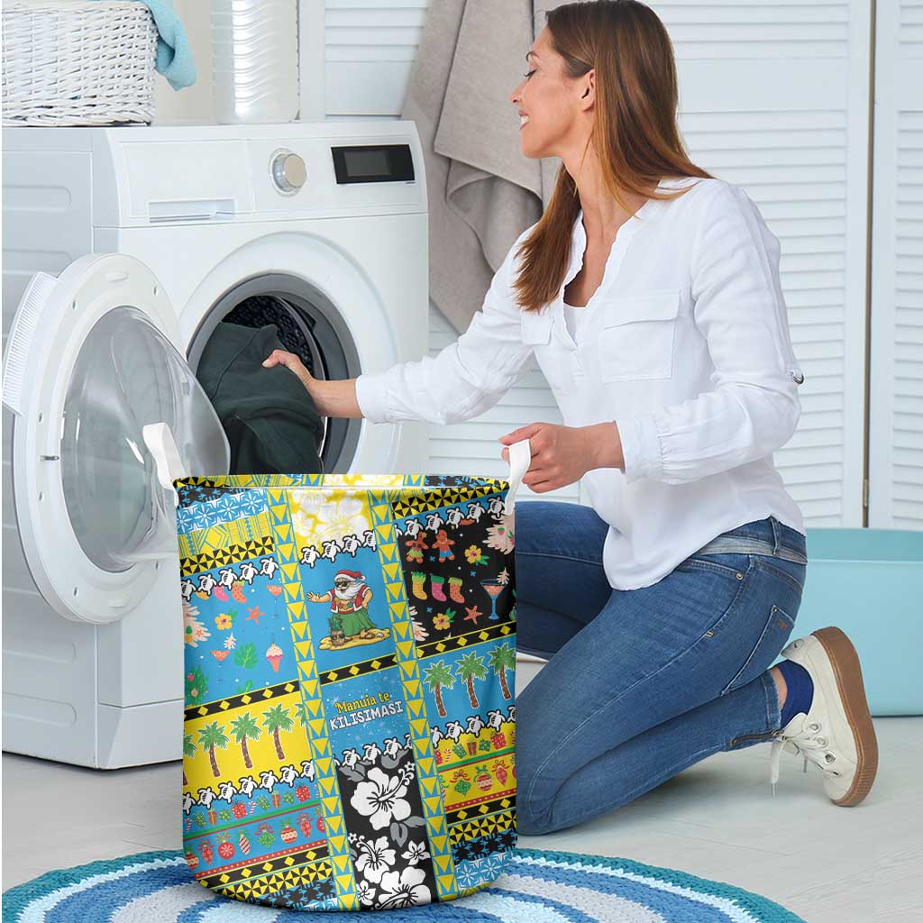 Tuvalu Christmas Laundry Basket Festive Beach Vibes - Polynesian Pride