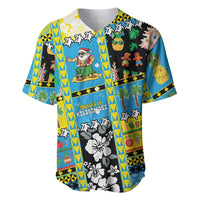 Tuvalu Christmas Baseball Jersey Festive Beach Vibes LT05 Blue - Polynesian Pride