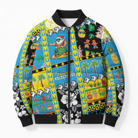 Tuvalu Christmas Bomber Puffer Jacket Festive Beach Vibes LT05 Unisex Blue - Polynesian Pride