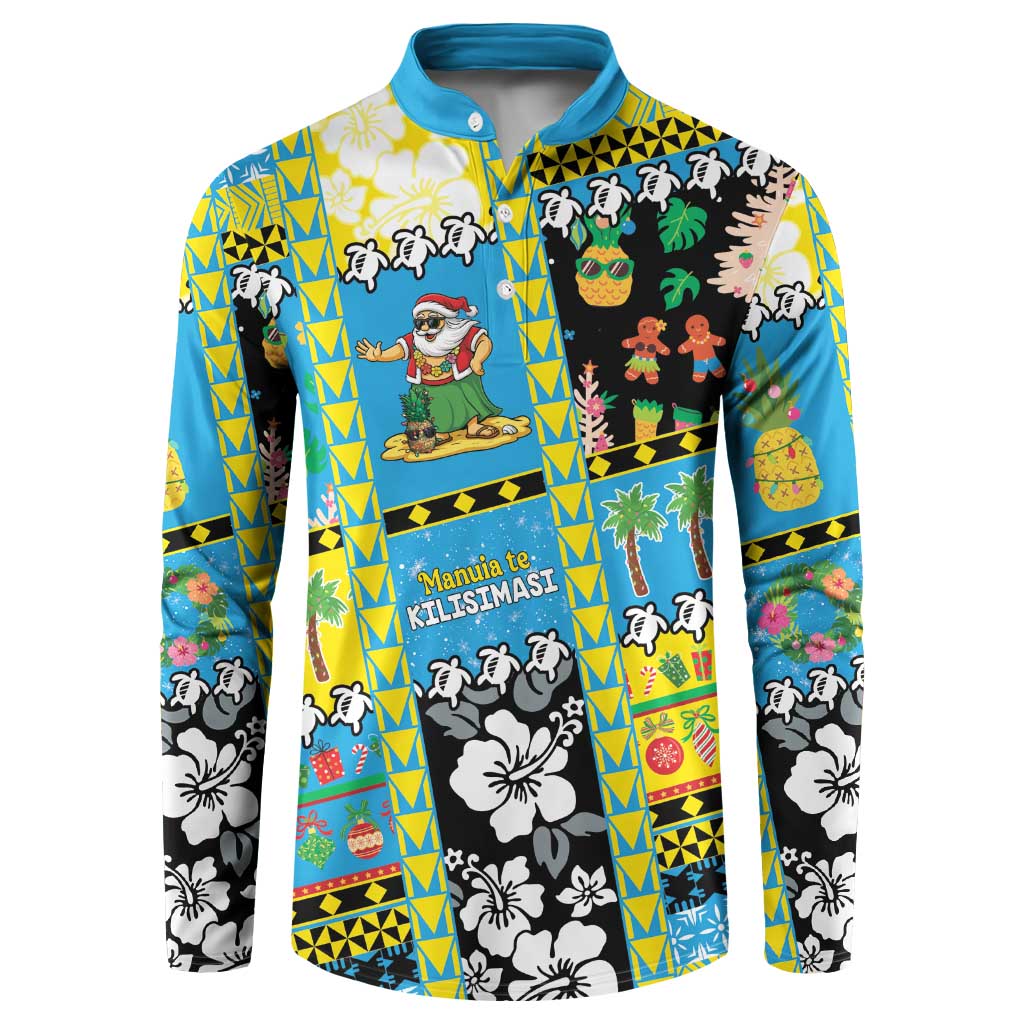 Tuvalu Christmas Button Sweatshirt Festive Beach Vibes LT05 Blue - Polynesian Pride